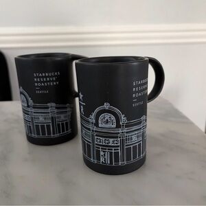 Starbucks Reserve Roastery Seattle  Rare Matte Black Ceramic Mugs